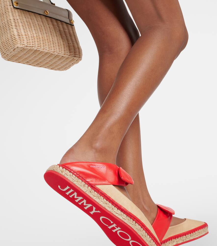 Jimmy Choo Reka leather and raffia espadrilles