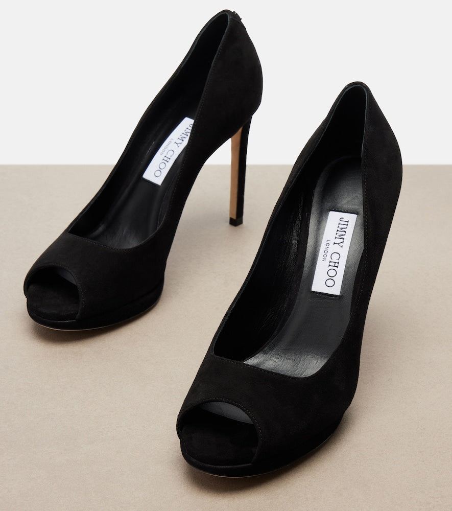Jimmy Choo Riya suede peep-toe pumps