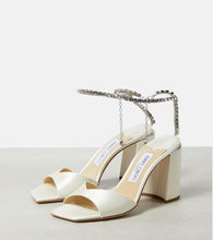 Jimmy Choo Saeda 85 embellished satin sandals