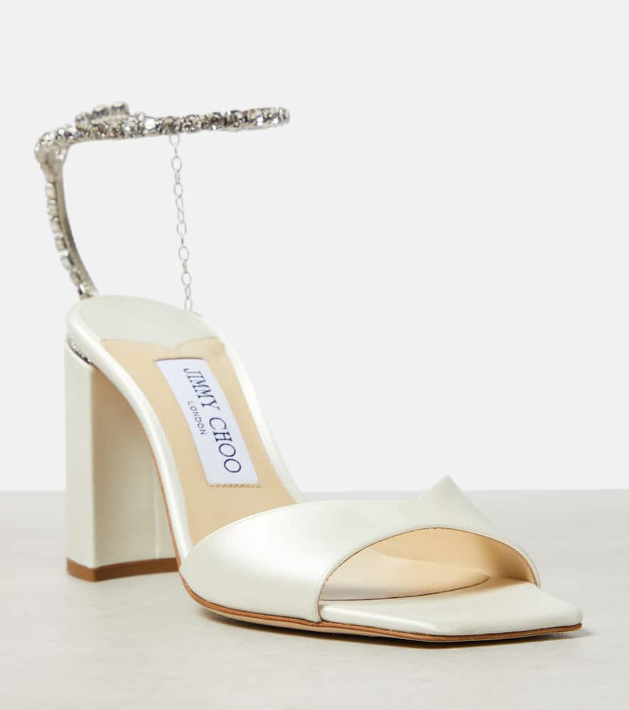 Jimmy Choo Saeda 85 embellished satin sandals