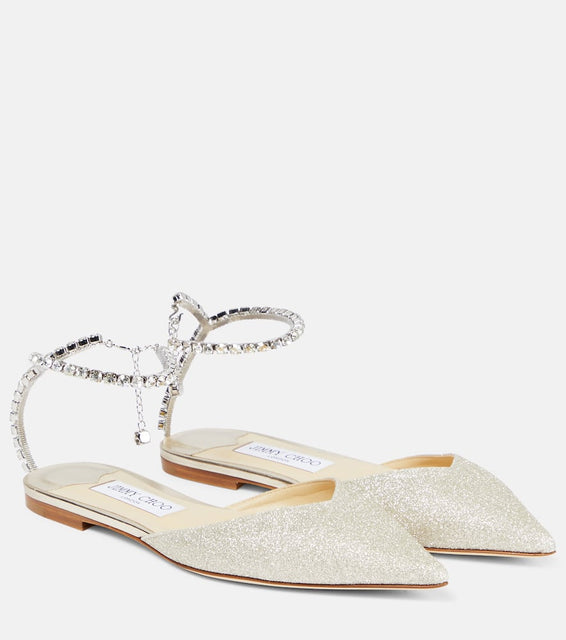 Jimmy Choo Saeda embellished glitter mules