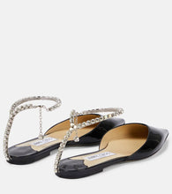Jimmy Choo Saeda patent leather crystal flats