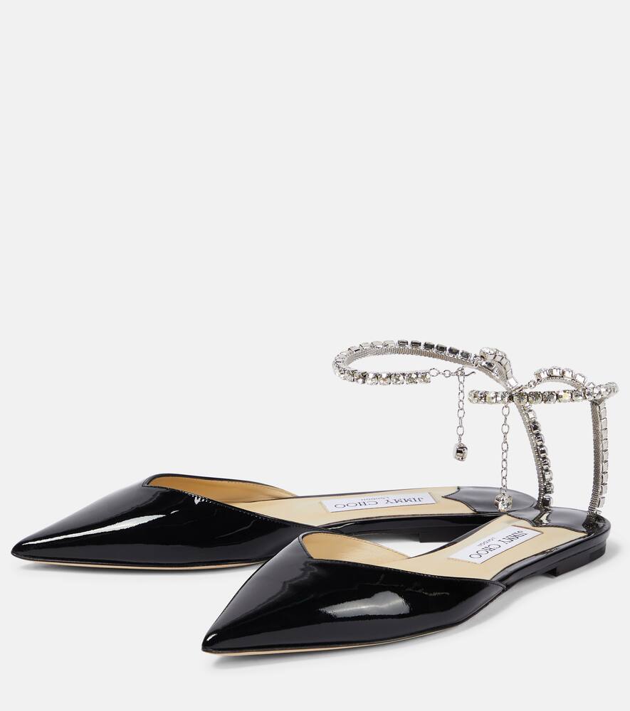 Jimmy Choo Saeda patent leather crystal flats