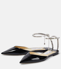 Jimmy Choo Saeda patent leather crystal flats