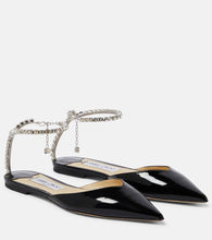 Jimmy Choo Saeda patent leather crystal flats