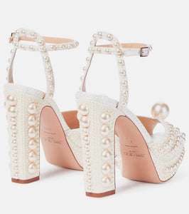 Jimmy Choo Saracria 120 embellished satin sandals