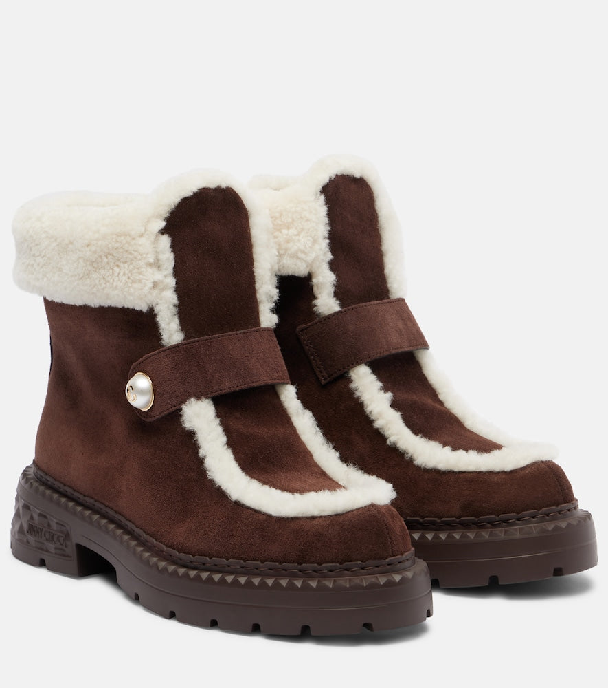 Jimmy Choo Shea suede and shearling ankle boots
