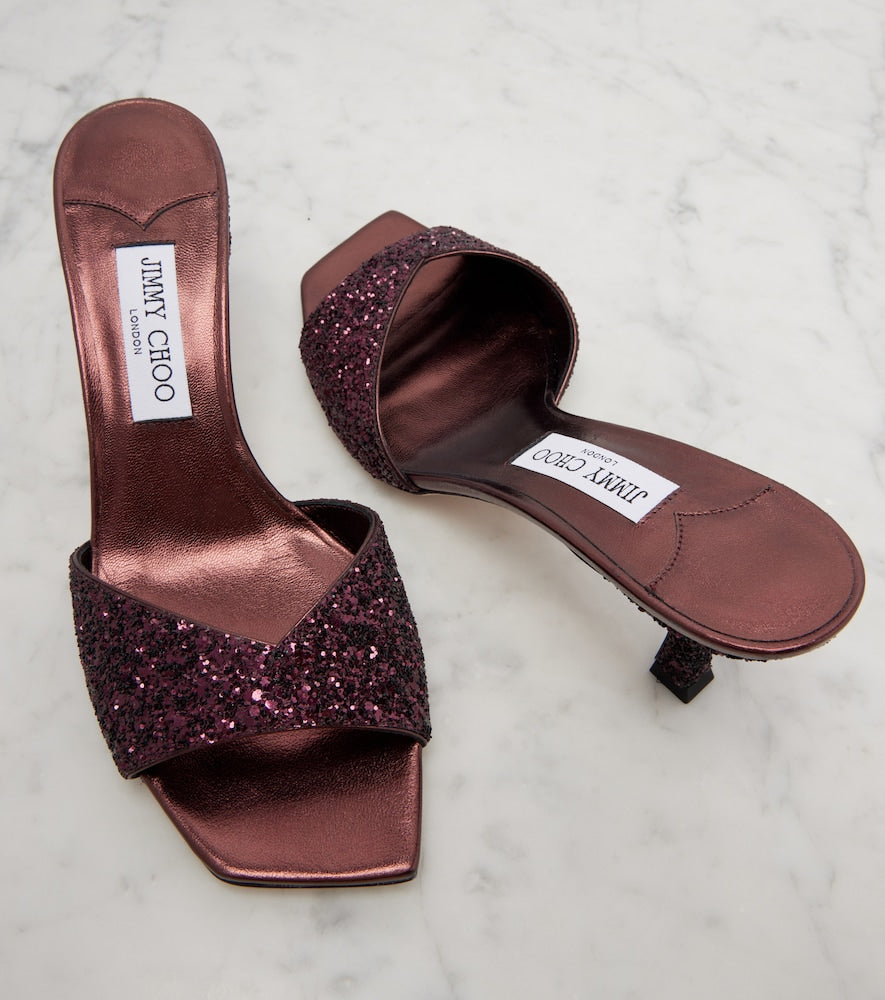 Jimmy Choo Skye 70 glitter mules