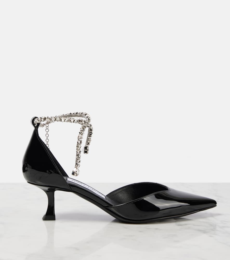 Jimmy Choo Stevie 30 embellished patent leather pumps