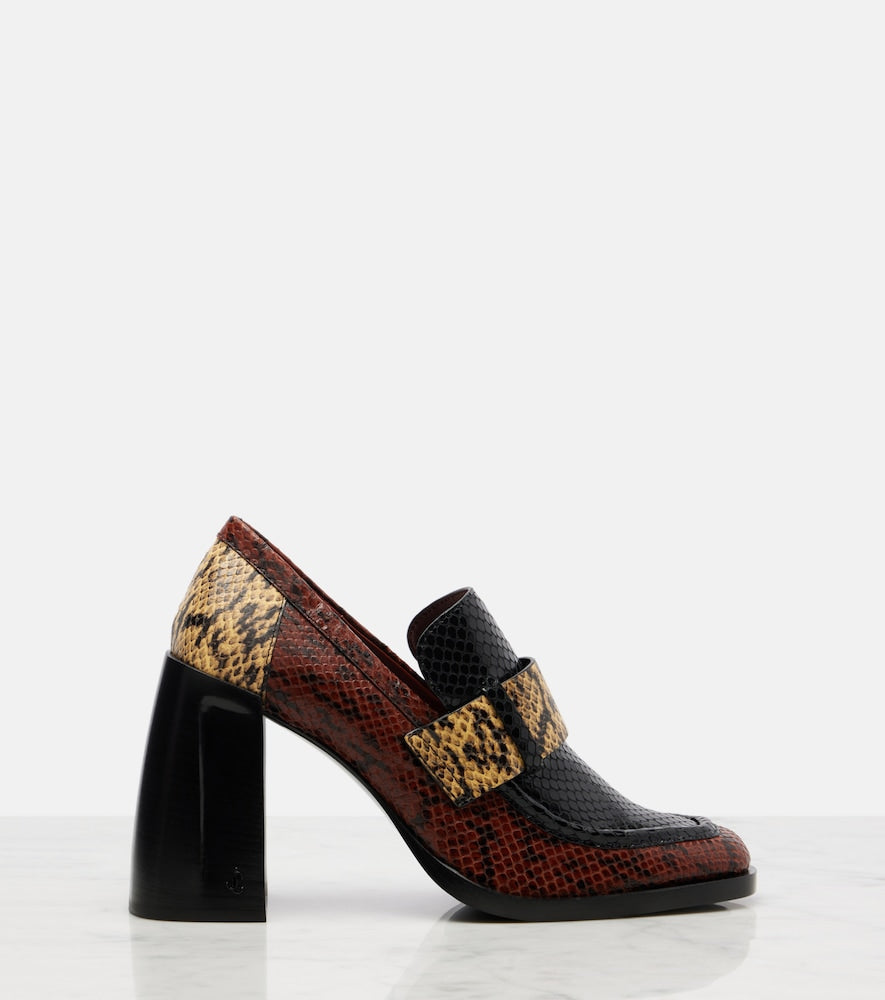 Jimmy Choo Tylor 95 snake-effect leather loafer pumps