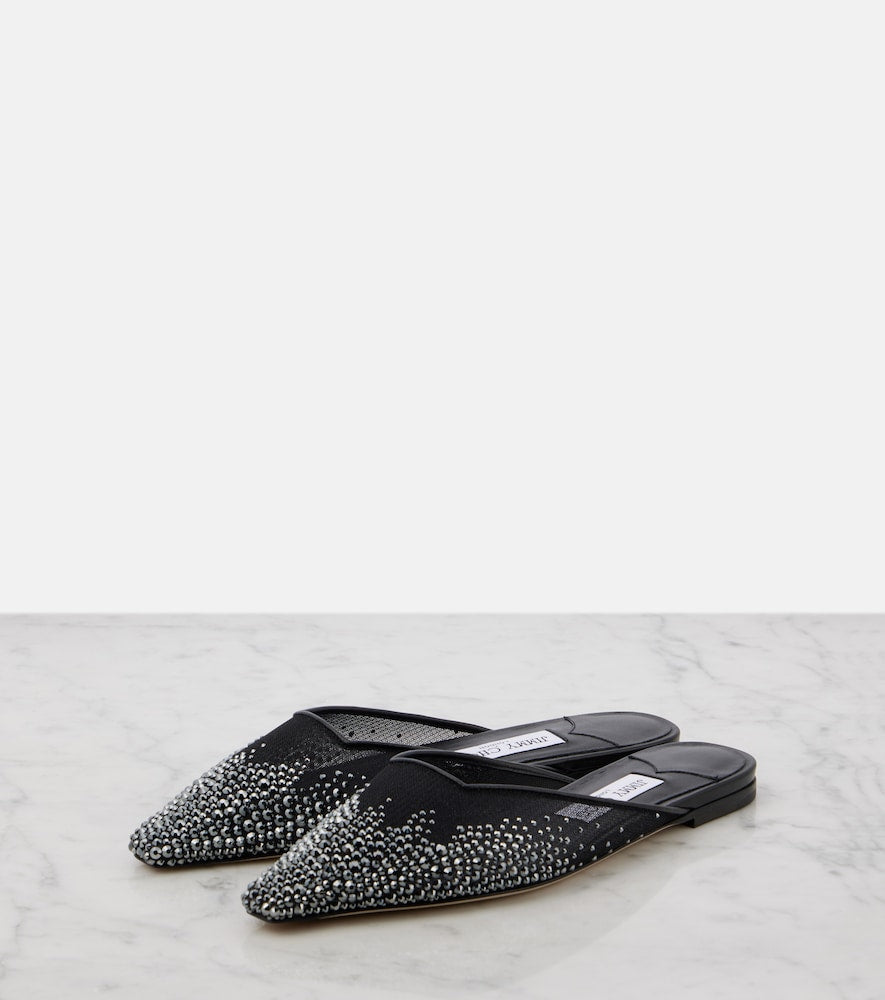 Jimmy Choo Vivi embellished mesh mules