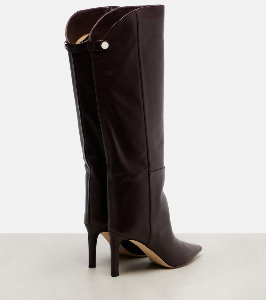 Jimmy Choo Alizze 85 leather knee-high boots (Burgundy) - Mid Heel Boots