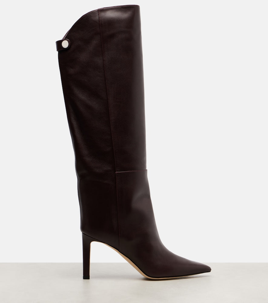 Jimmy Choo Alizze 85 leather knee-high boots (Burgundy) - Mid Heel Boots
