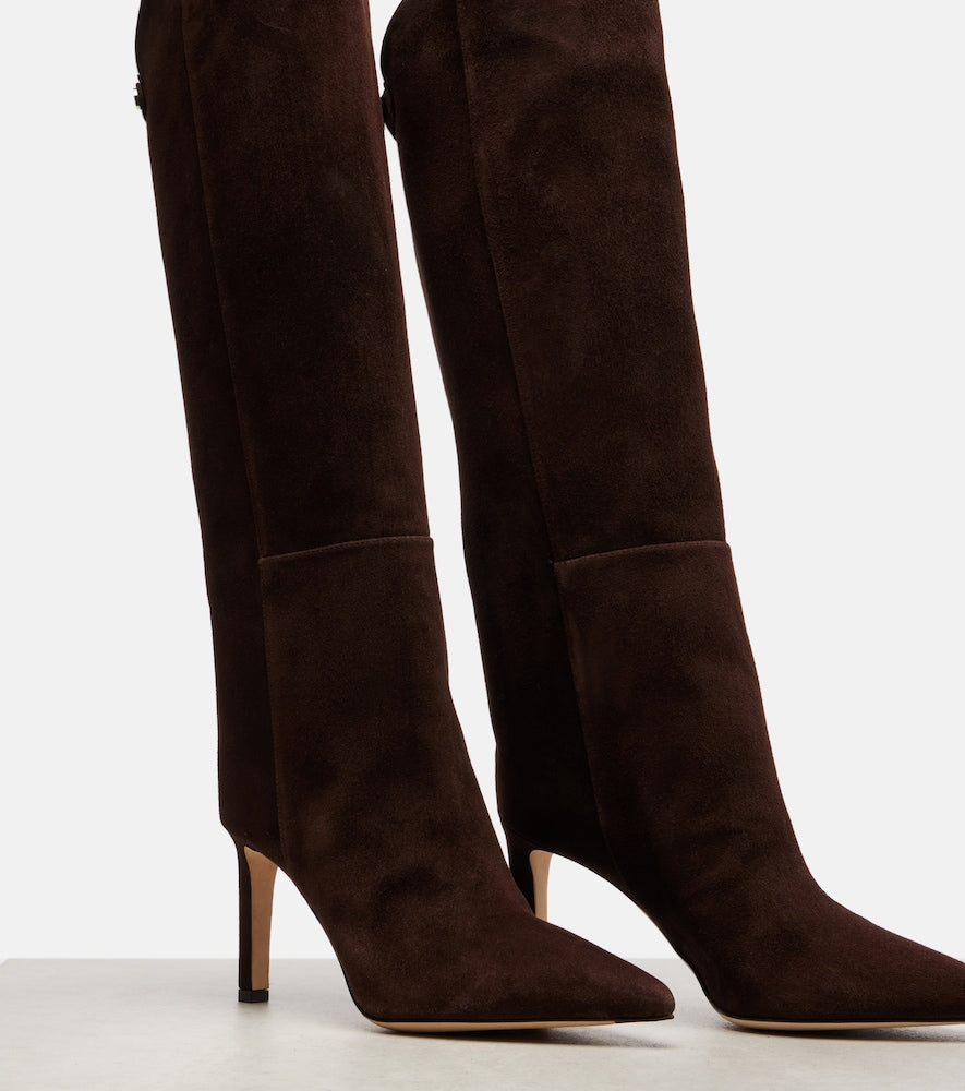 Jimmy Choo Alizze 85 suede knee-high boots in Brown - Mid Heel Boots