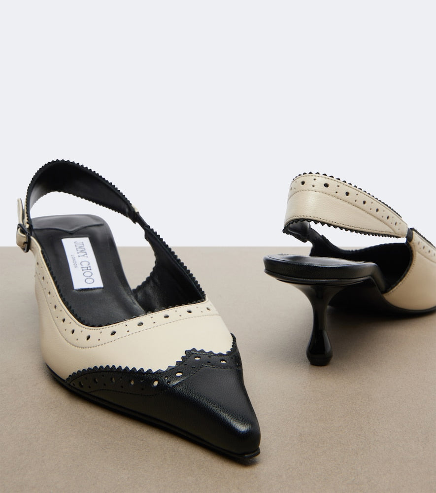 Black Jimmy Choo Amel leather slingback pumps - Mid Heel Pumps
