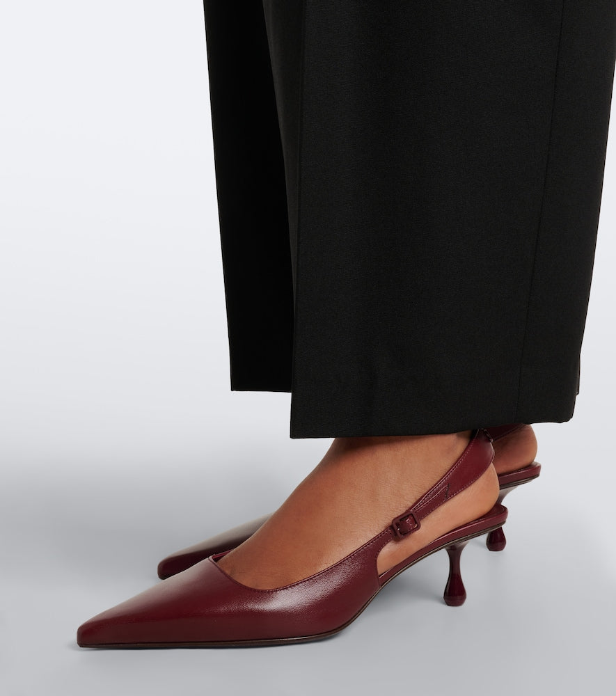 Jimmy Choo Amel leather slingback pumps (Burgundy) - Mid Heel Pumps