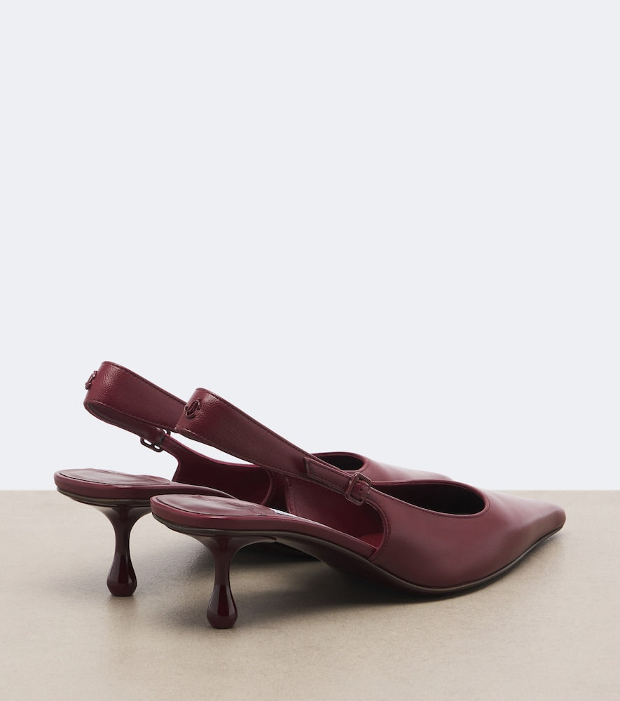 Jimmy Choo Amel leather slingback pumps (Burgundy) - Mid Heel Pumps