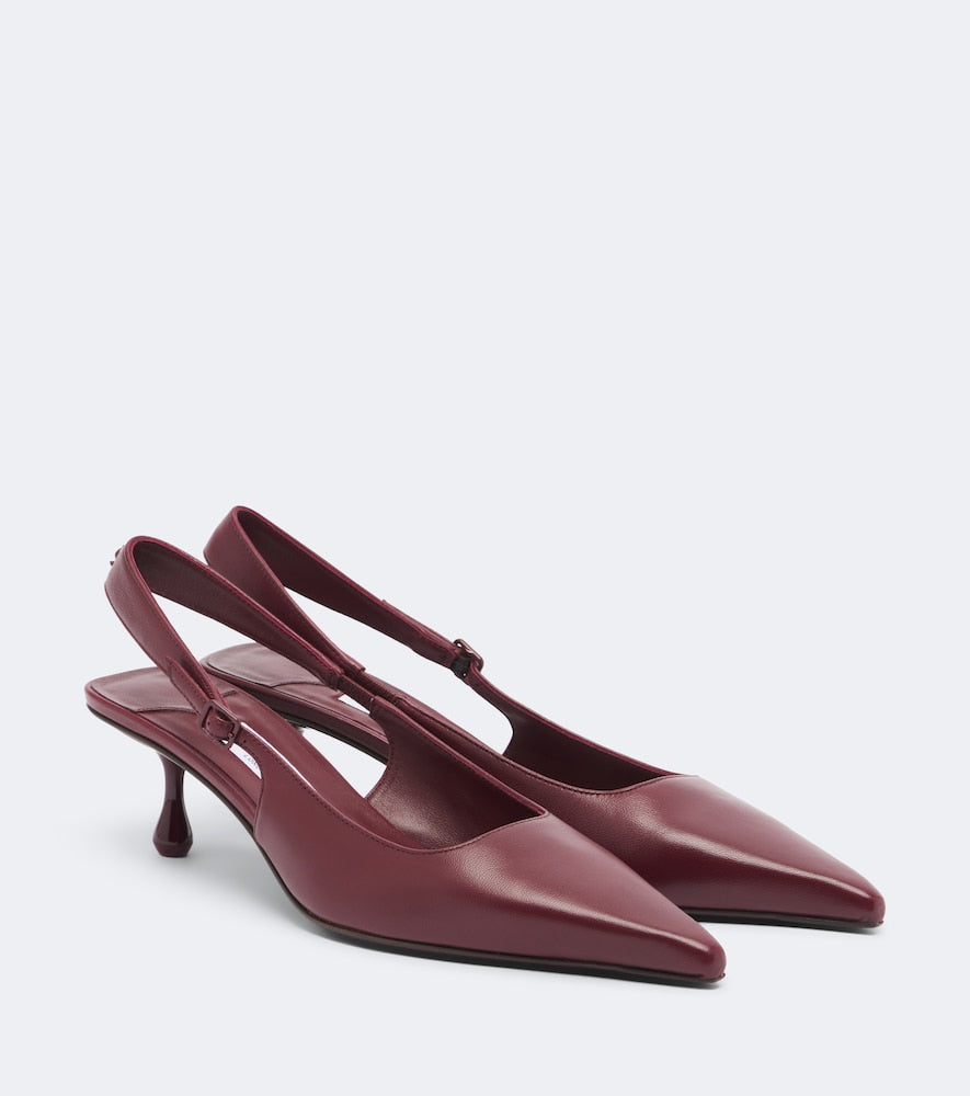 Jimmy Choo Amel leather slingback pumps (Burgundy) - Mid Heel Pumps
