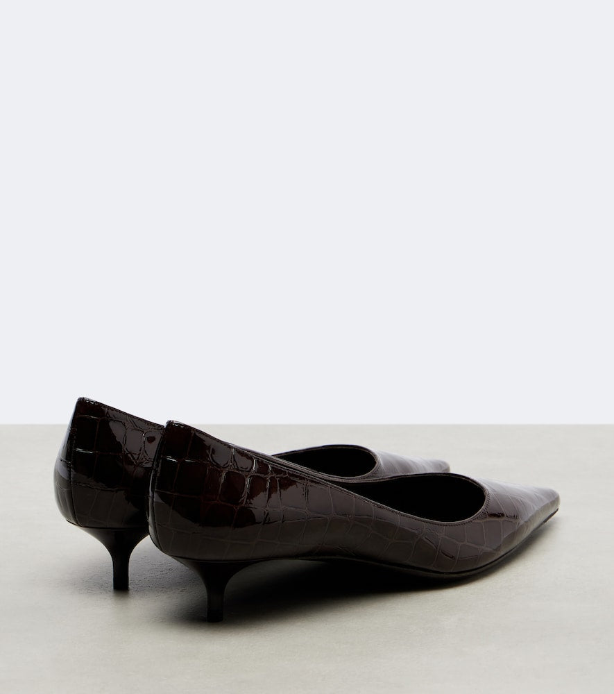 Jimmy Choo Amelia 35 croc-effect leather pumps in Brown - Mid Heel Pumps