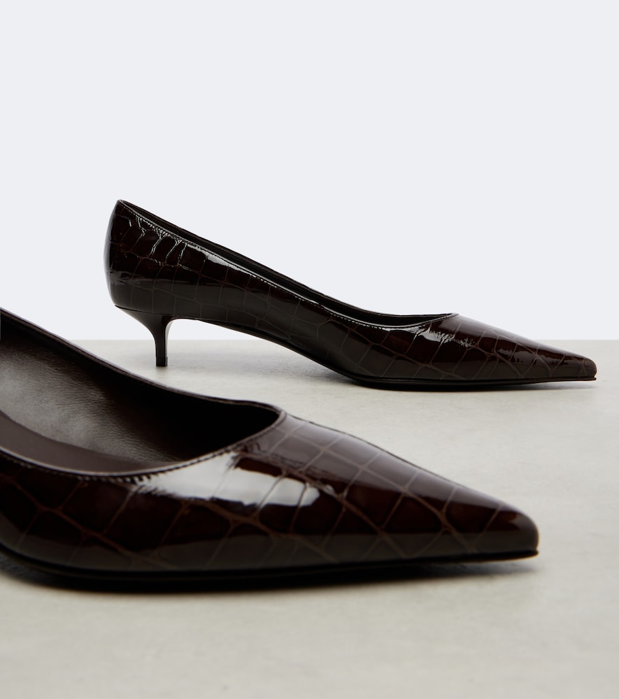 Jimmy Choo Amelia 35 croc-effect leather pumps in Brown - Mid Heel Pumps