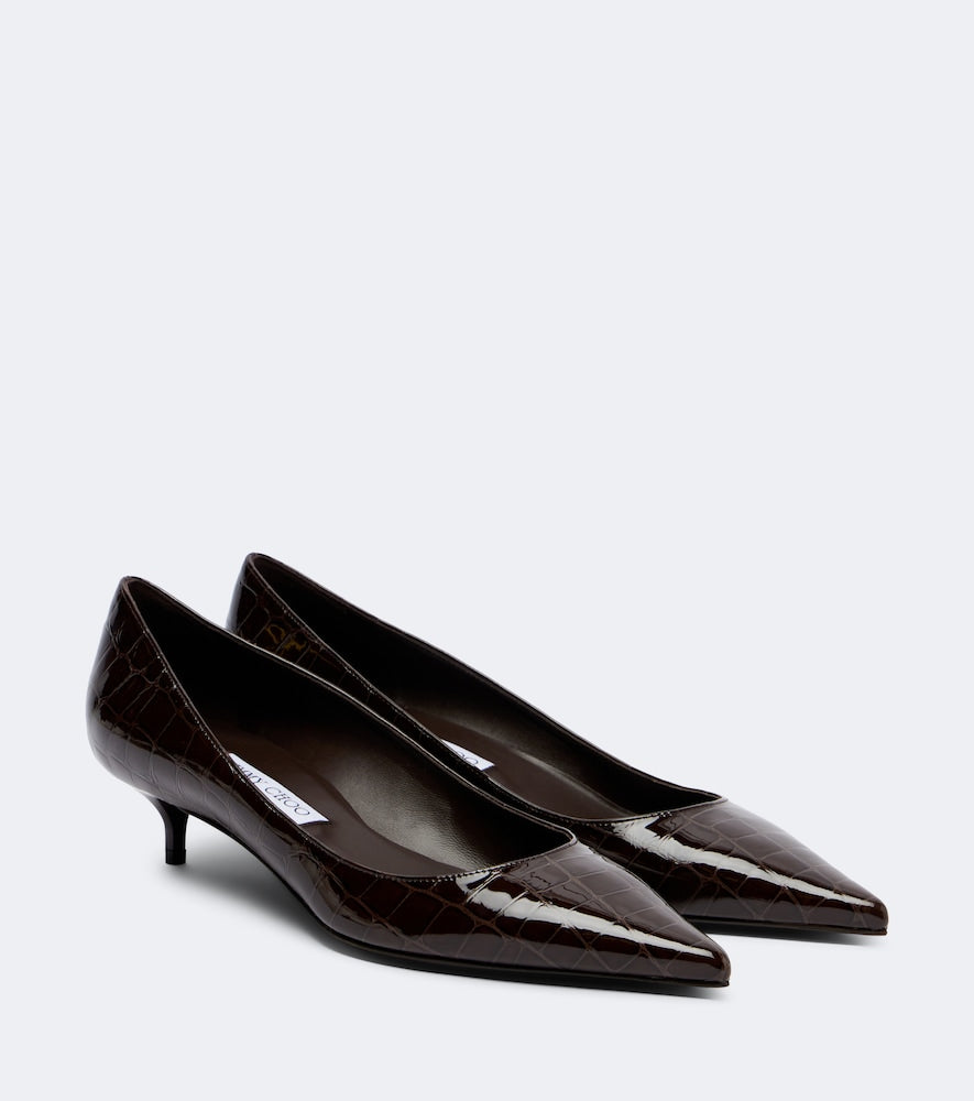 Jimmy Choo Amelia 35 croc-effect leather pumps in Brown - Mid Heel Pumps