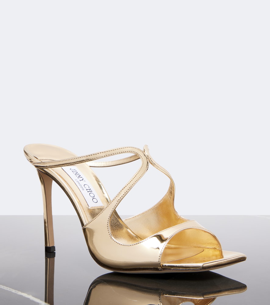Gold Jimmy Choo Anise metallic leather mules - High Heels