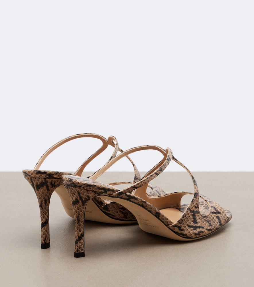 Jimmy Choo Anise snake-effect leather mules - Beige Mid Heels