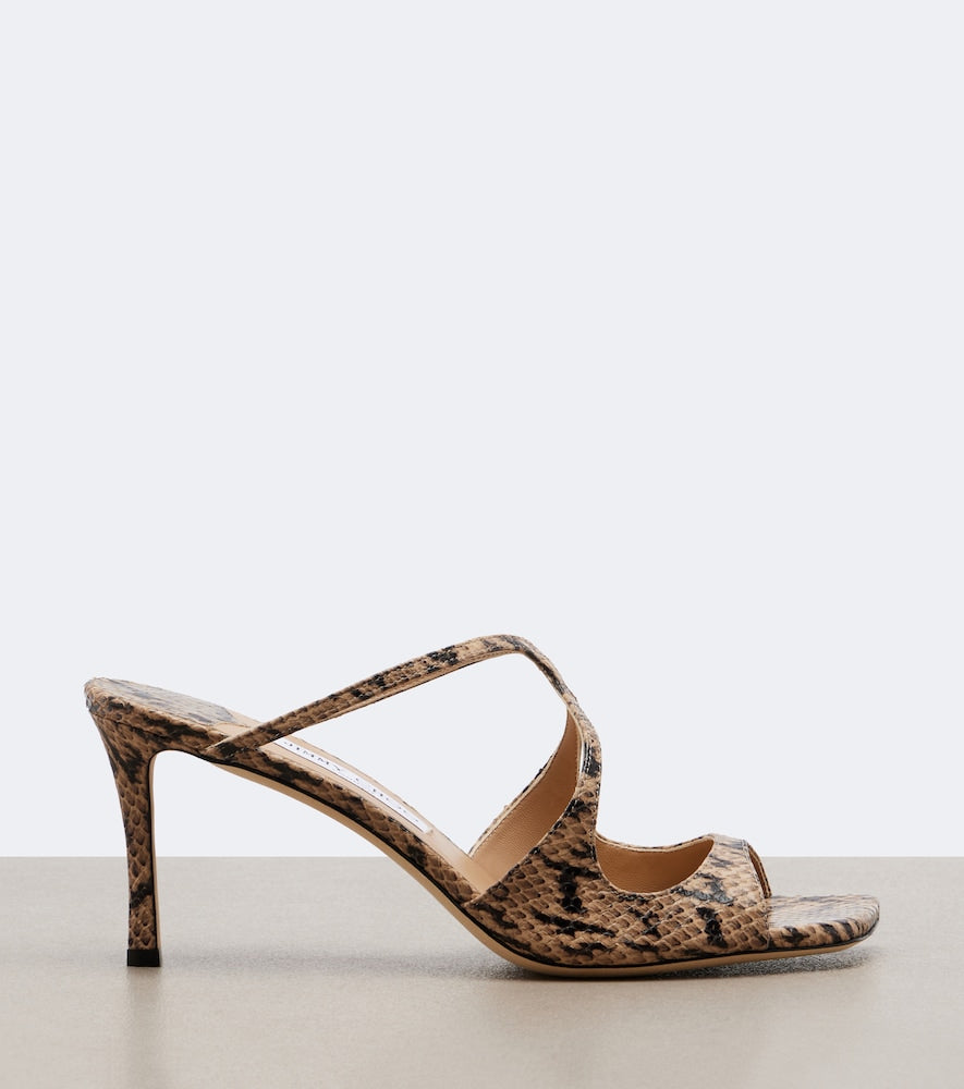 Jimmy Choo Anise snake-effect leather mules - Beige Mid Heels
