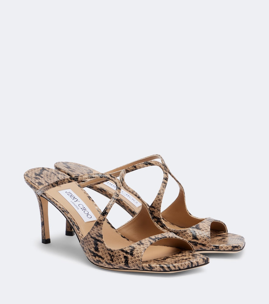 Jimmy Choo Anise snake-effect leather mules - Beige Mid Heels
