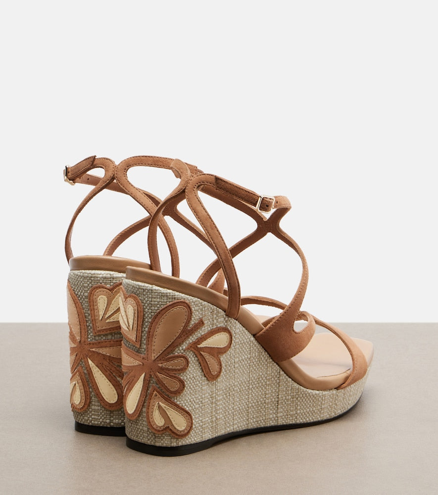 Brown Jimmy Choo Ayla leather espadrille wedges - High-Heel Sandals