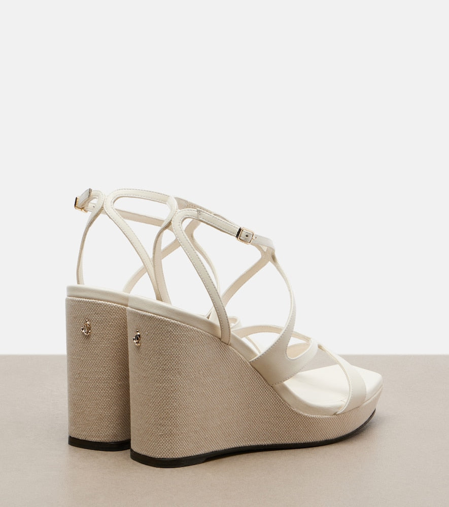Jimmy Choo Ayla leather wedge sandals in White - Heeled Sandals