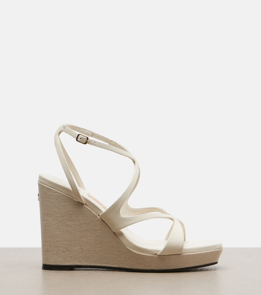 Jimmy Choo Ayla leather wedge sandals in White - Heeled Sandals