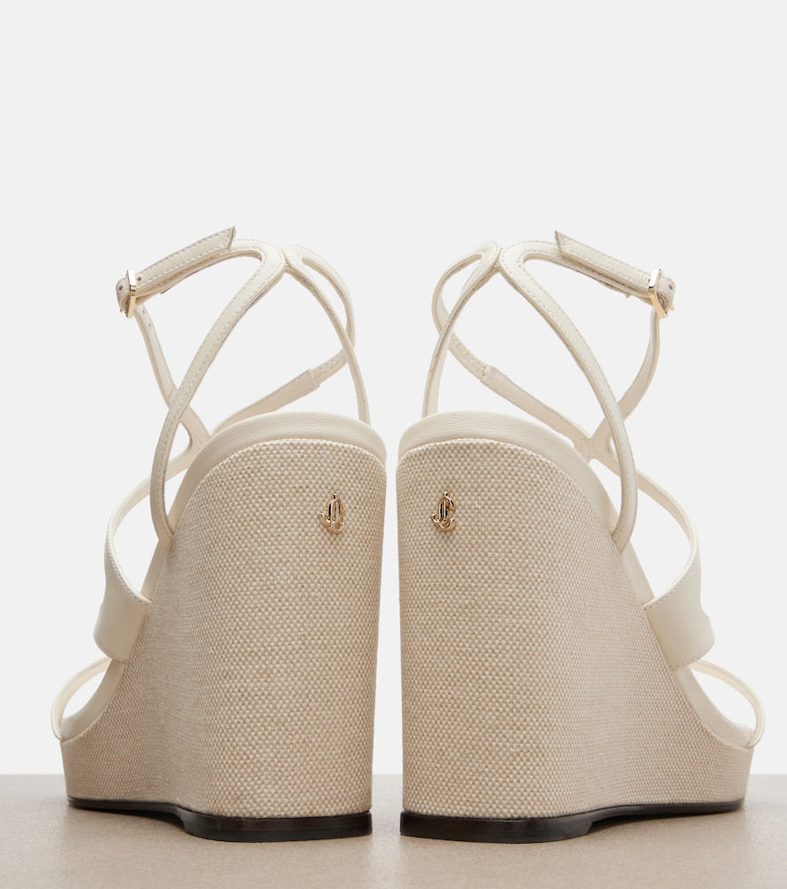 Jimmy Choo Ayla leather wedge sandals in White - Heeled Sandals
