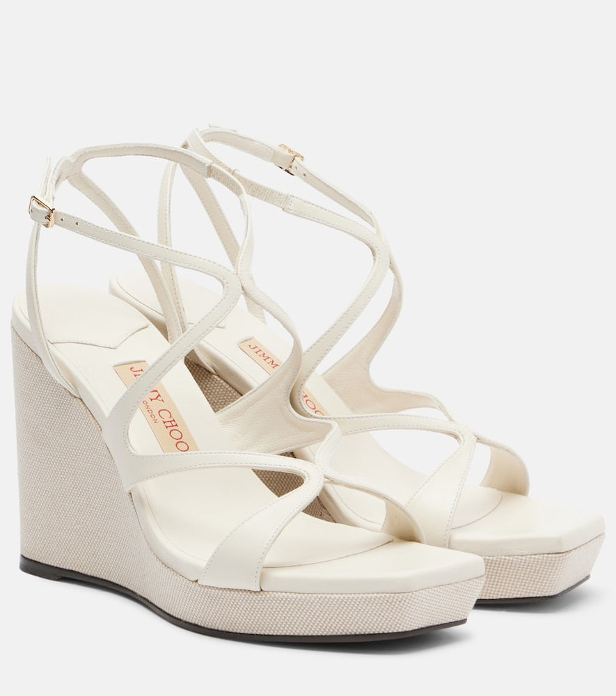 Jimmy Choo Ayla leather wedge sandals in White - Heeled Sandals