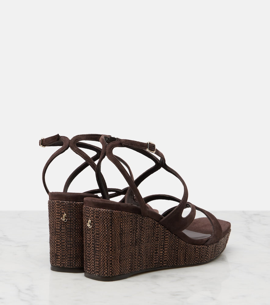 Jimmy Choo Ayla suede wedge sandals in Brown - High Espadrilles