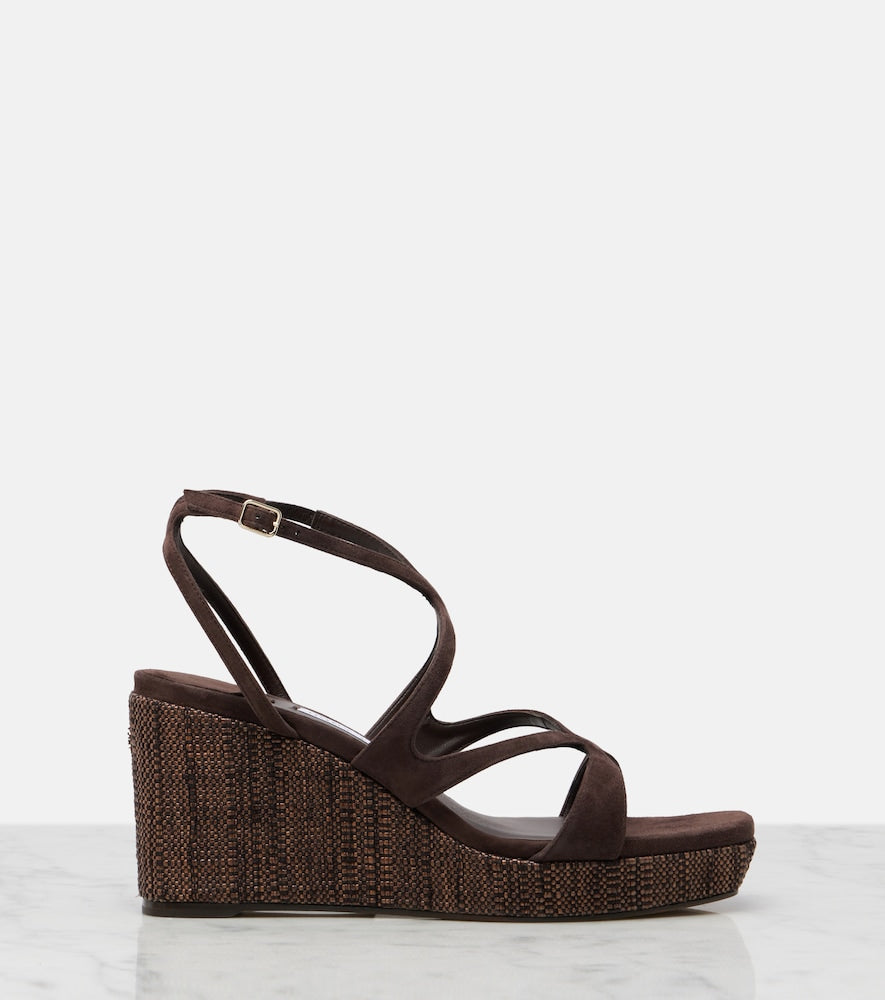 Jimmy Choo Ayla suede wedge sandals in Brown - High Espadrilles
