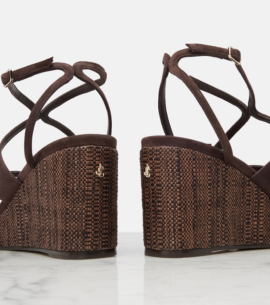 Jimmy Choo Ayla suede wedge sandals in Brown - High Espadrilles
