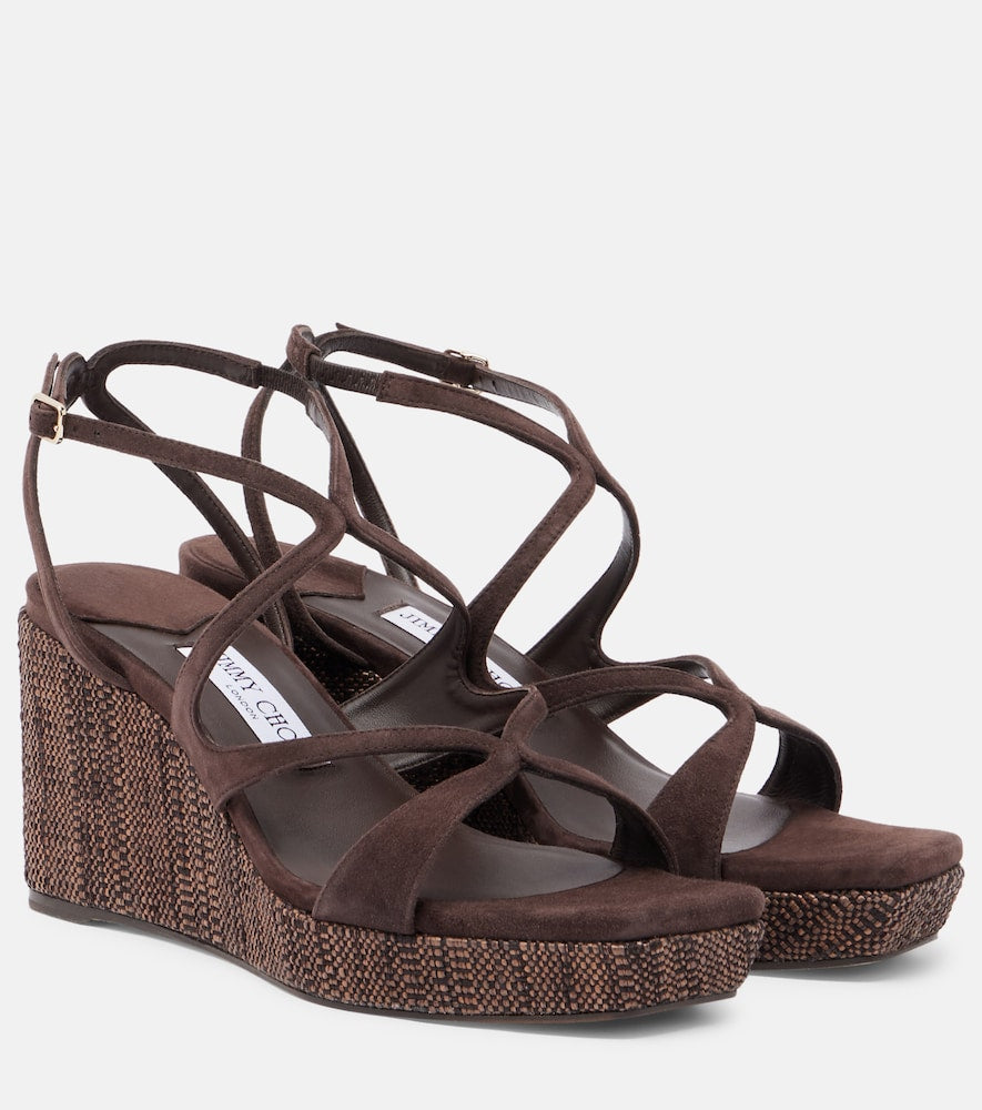 Jimmy Choo Ayla suede wedge sandals in Brown - High Espadrilles