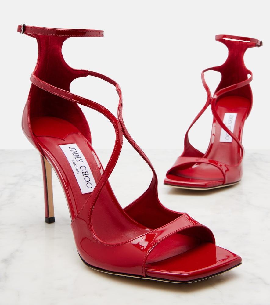 Red Jimmy Choo Azia 95 patent leather sandals - Heeled Sandals