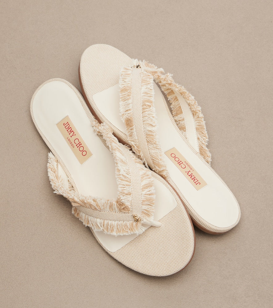 Jimmy Choo Bay canvas sandals - White Flat Sandals
