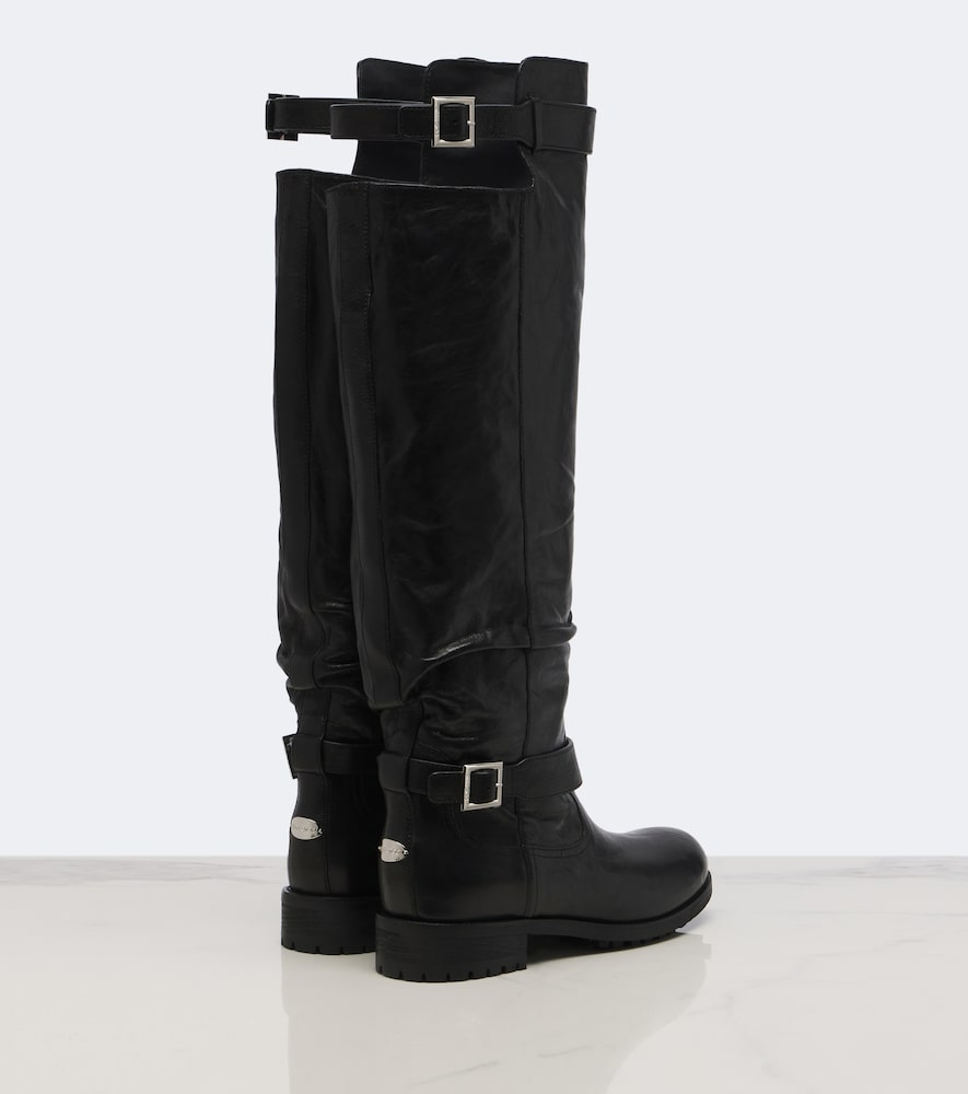 Jimmy Choo Biker leather knee-high boots in Black - Flat Boots