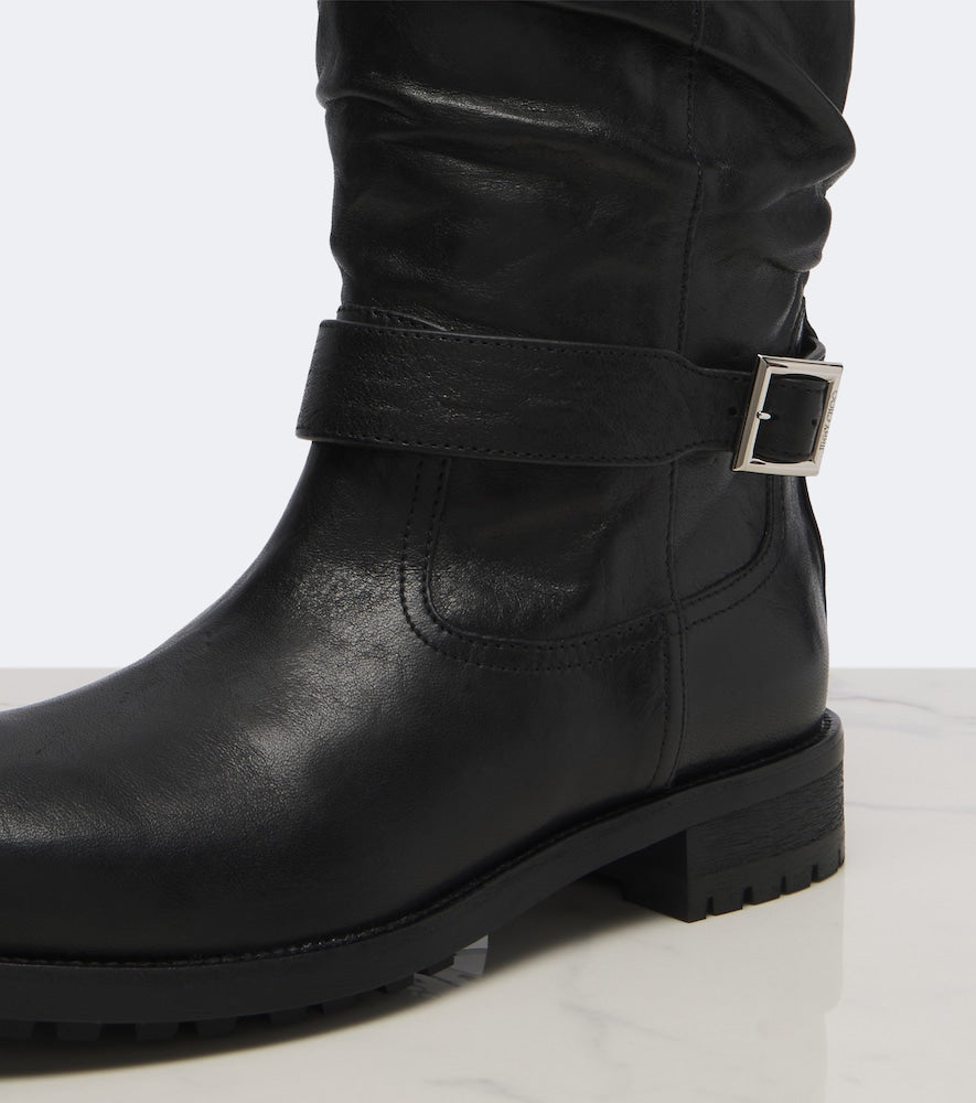 Jimmy Choo Biker leather knee-high boots in Black - Flat Boots