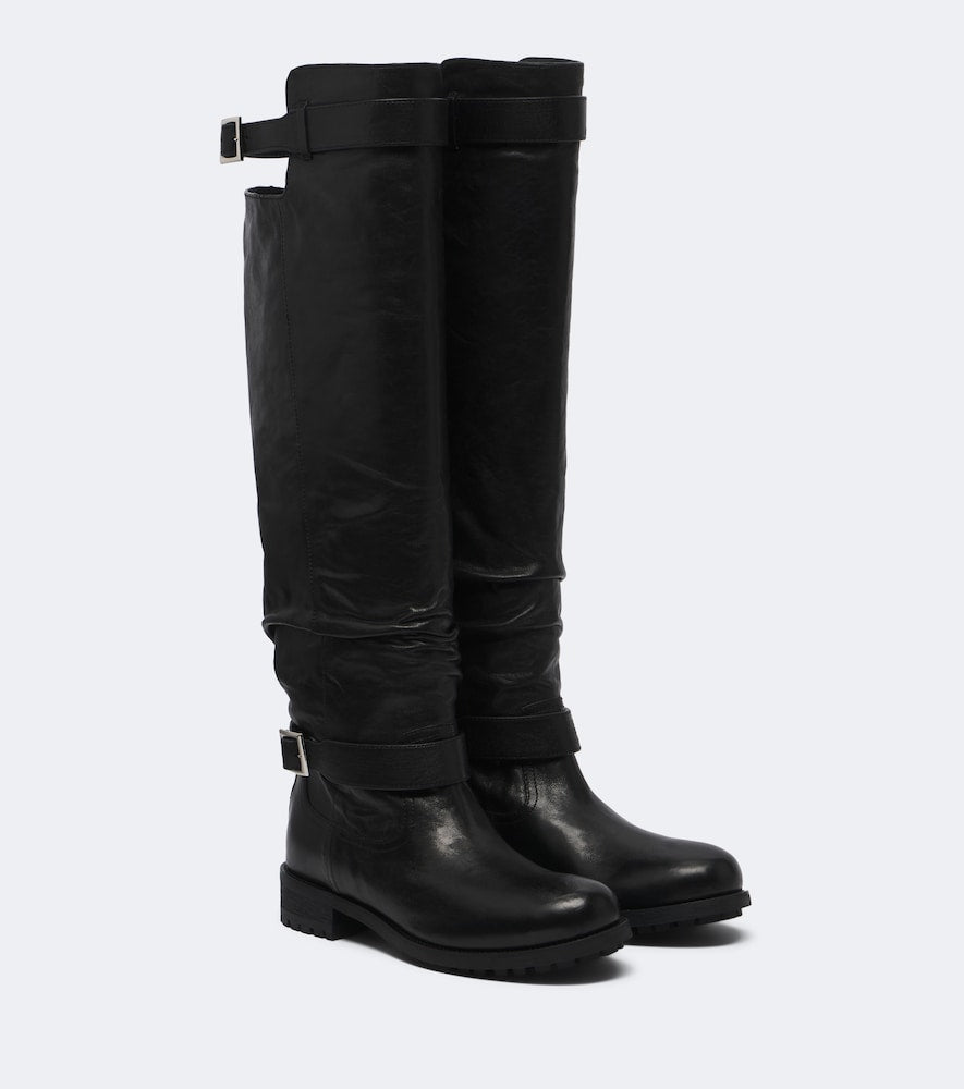 Jimmy Choo Biker leather knee-high boots in Black - Flat Boots