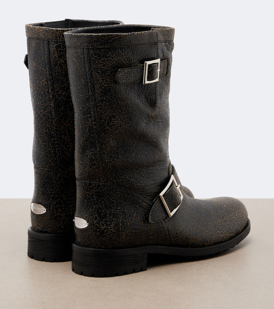 Jimmy Choo Biker leather mid-calf boots - Brown Flat Boots