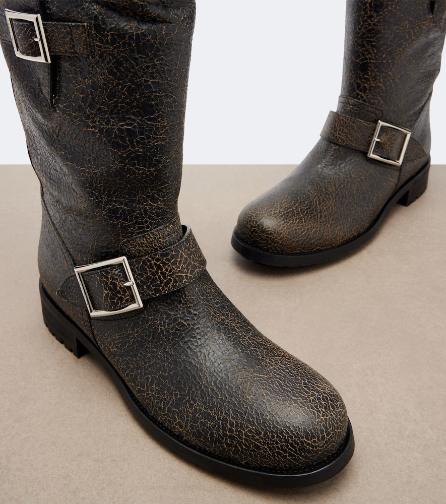 Jimmy Choo Biker leather mid-calf boots - Brown Flat Boots