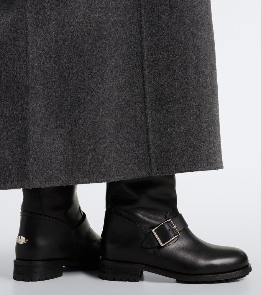 Jimmy Choo Biker shearling-lined leather mid-calf boots (Black) - Flat Boots