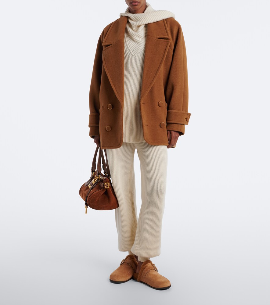 Brown Jimmy Choo Biker shearling-lined suede mules - Mules