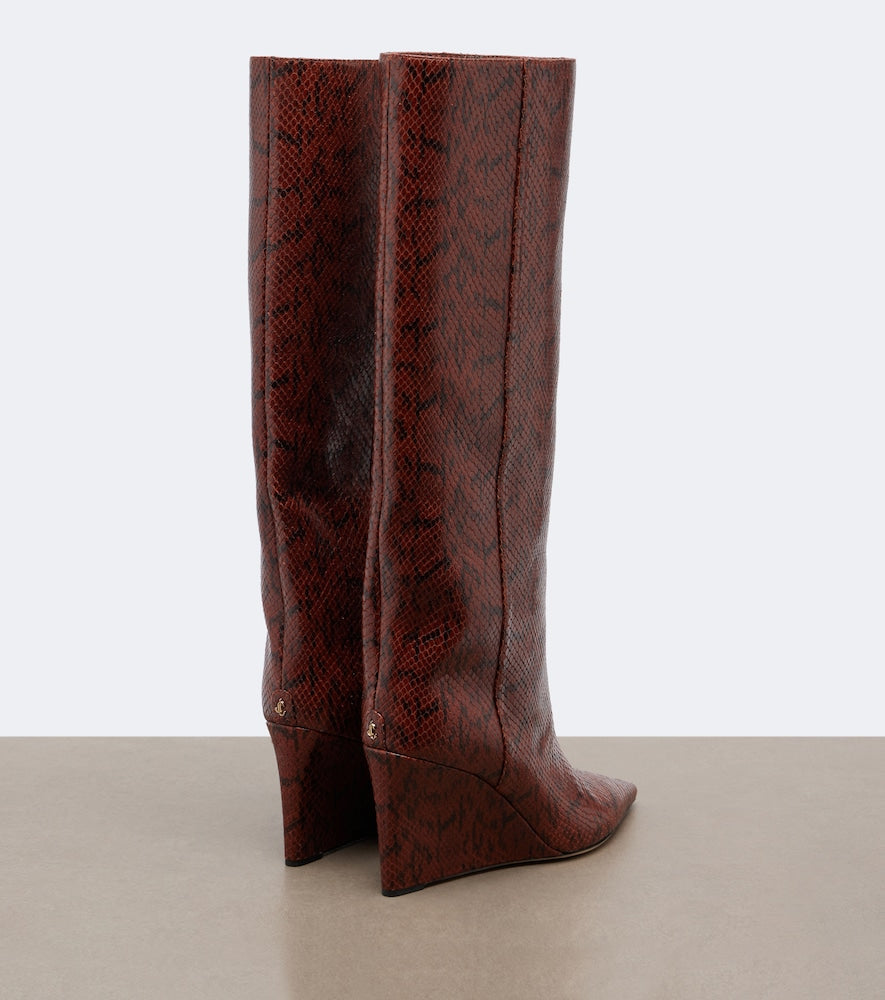 Jimmy Choo Blake snake-effect leather knee-high boots - Brown Knee-high Boots