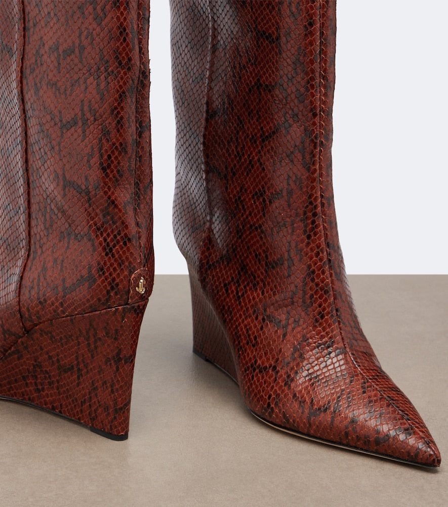 Jimmy Choo Blake snake-effect leather knee-high boots - Brown Knee-high Boots