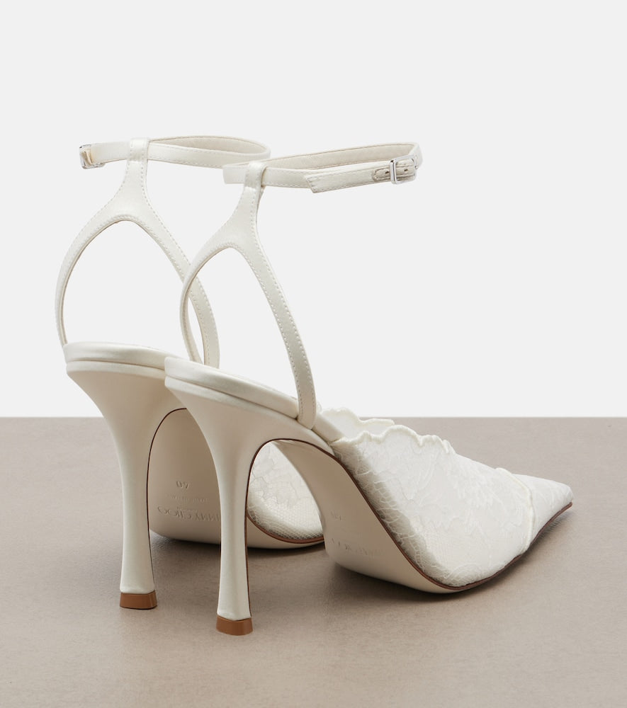 White Jimmy Choo Bridal Faiz lace and leather pumps - High-Heel Pumps